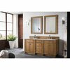 James Martin Vanities Bristol 72in Double Vanity, Saddle Brown w/ 3 CM Carrara Marble Top 157-V72-SBR-3CAR